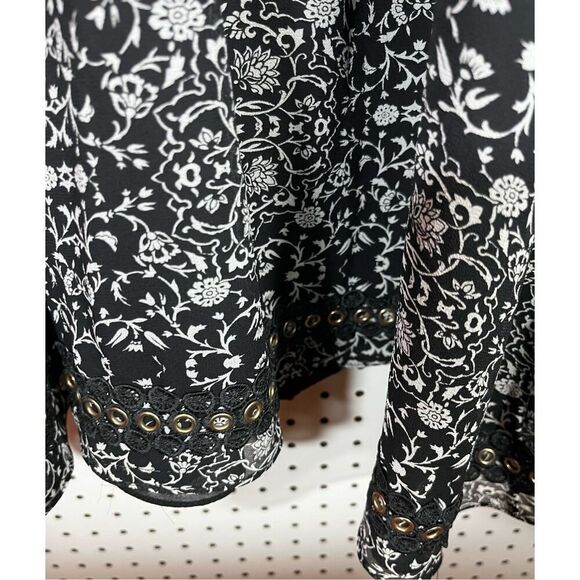 MISA Los Angeles Black & Cream Print Semi Sheer Maxi Dress - Picture 7 of 9